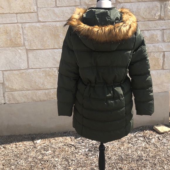 NWT ADRIENNE VITTADINI Long Puffer Coat Jacket with faux fur trim - Picture 11 of 16